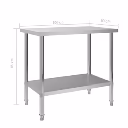 vidaXL Kitchen Work Table 100x85cm Stainless Steel Gastronomy Work Spaces - Additional view 6