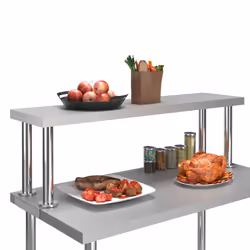 vidaXL Work Table Overshelf Stainless Steel Industrial Single Layer Shelf