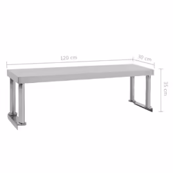 vidaXL Work Table Overshelf Stainless Steel Industrial Single Layer Shelf