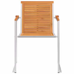 vidaXL 2x Solid Acacia Wood Garden Chairs Stainless Steel Seating Furniture