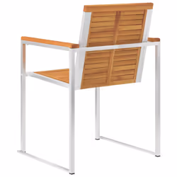 vidaXL 2x Solid Acacia Wood Garden Chairs Stainless Steel Seating Furniture - Additional view 4