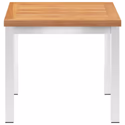vidaXL Solid Teak Wood Garden Side Table Stainless Steel Outdoor furniture