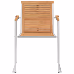vidaXL 2x Solid Teak Wood Garden Chairs Stainless Steel Outdoor Patio Seating