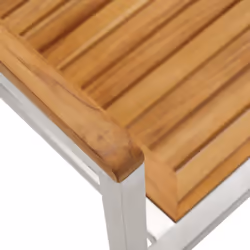 vidaXL 2x Solid Teak Wood Garden Chairs Stainless Steel Outdoor Patio Seating - Additional view 6