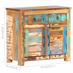 vidaXL Sideboard 70x35x65cm Solid Reclaimed Wood Commode Side Storage Cabinet - Additional view 3