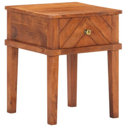 vidaXL Solid Acacia Wood Bedside Cabinet Wooden Nightstand Side Storage Table