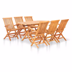 vidaXL 7 Piece Solid Teak Wood Folding Outdoor Dining Set Table and Chair