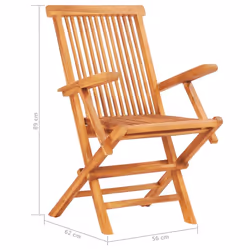 vidaXL 7 Piece Solid Teak Wood Folding Outdoor Dining Set Table and Chair