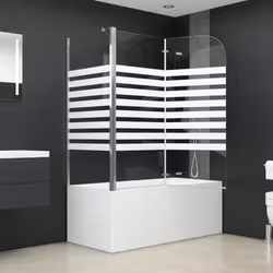 vidaXL Bath Enclosure 68cm Tempered Glass Stripe Bathroom Shower Screen Panel - Additional view 6