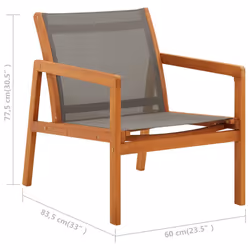 VidaXL 48697 outdoor chair Terrace Padded seat Eucalyptus Grey - Additional view 6