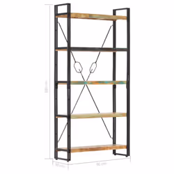 vidaXL 5-Tier Bookcase Solid Reclaimed Wood 90x30x180cm Display Unit Highboard - Additional view 5