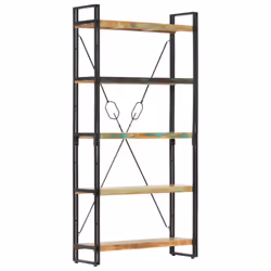 vidaXL 5-Tier Bookcase Solid Reclaimed Wood 90x30x180cm Display Unit Highboard - Additional view 6