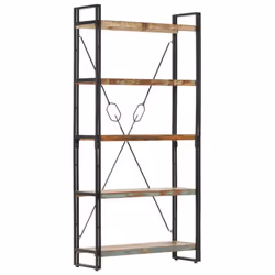 vidaXL 5-Tier Bookcase Solid Reclaimed Wood 90x30x180cm Display Unit Highboard - Additional view 7