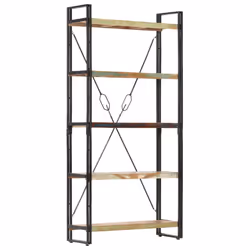 vidaXL 5-Tier Bookcase Solid Reclaimed Wood 90x30x180cm Display Unit Highboard - Additional view 8