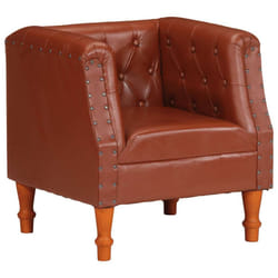 vidaXL Armchair Black Real Leather Living Room Single Sofa Tub Chair Armchair - brown