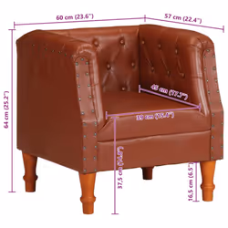 vidaXL Armchair Black Real Leather Living Room Single Sofa Tub Chair Armchair - brown - Additional view 8