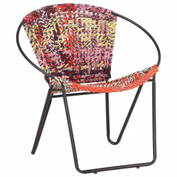 vidaXL Circle Chair Multicolours Chindi Fabric Bedroom Hand Woven Armchair