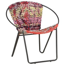 vidaXL Circle Chair Multicolours Chindi Fabric Bedroom Hand Woven Armchair