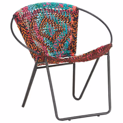 vidaXL Circle Chair Multicolours Chindi Fabric Bedroom Hand Woven Armchair - Additional view 11