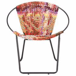 vidaXL Circle Chair Multicolours Chindi Fabric Bedroom Hand Woven Armchair