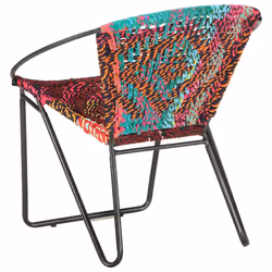 vidaXL Circle Chair Multicolours Chindi Fabric Bedroom Hand Woven Armchair - Additional view 4