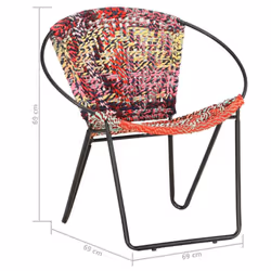 vidaXL Circle Chair Multicolours Chindi Fabric Bedroom Hand Woven Armchair - Additional view 7