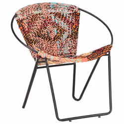 vidaXL Circle Chair Multicolours Chindi Fabric Bedroom Hand Woven Armchair - Additional view 9