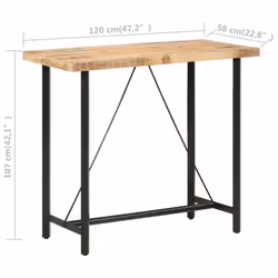 vidaXL Rough Mango Wood Bar Table Kitchen Dinner Table Dining Room Furniture - Additional view 4