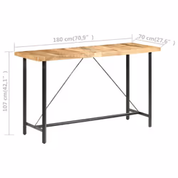vidaXL Rough Mango Wood Bar Table Dinner Table Dining Room Kitchen Furniture - Additional view 9