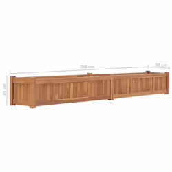 vidaXL Solid Teak Wood Raised Bed 200x30cm Outdoor Garden Flower Plant Pots - Additional view 6