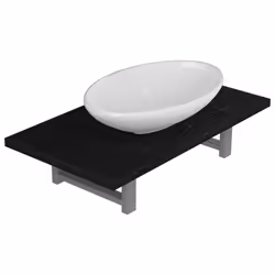 vidaXL Bathroom Round Basin Ceramic with Wall Shelf Multi Colours Multi Sizes - black, 40 cm oval-shaped basin