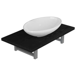vidaXL Bathroom Round Basin Ceramic with Wall Shelf Multi Colours Multi Sizes - black, 40 cm oval-shaped basin
