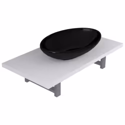 vidaXL Bathroom Round Basin Ceramic with Wall Shelf Multi Colours Multi Sizes - white and black, 40 cm oval-shaped basin