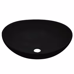 vidaXL Bathroom Round Basin Ceramic with Wall Shelf Multi Colours Multi Sizes - white and black, 40 cm oval-shaped basin