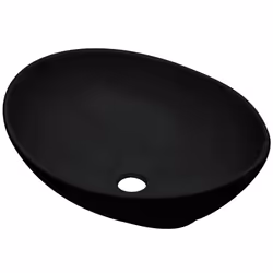 vidaXL Bathroom Round Basin Ceramic with Wall Shelf Multi Colours Multi Sizes - white and black, 40 cm oval-shaped basin - Additional view 4