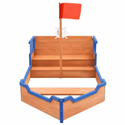 vidaXL Fir Wood Sandbox Pirate Ship Wooden Sand Pit Kid Playground Equipment