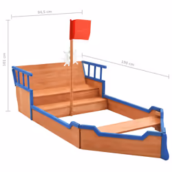 vidaXL Fir Wood Sandbox Pirate Ship Wooden Sand Pit Kid Playground Equipment - Additional view 7
