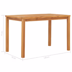 vidaXL Solid Teak Wood Garden Dining Table 120cm Kitchen Dinner Desk Stand - Additional view 3