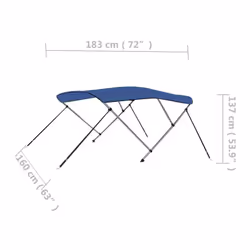 vidaXL 3 Bow Bimini Top Blue 160cm Water Resistant Boat Canopy Canvas Cover