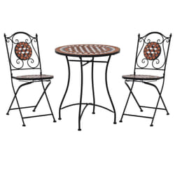 vidaXL 3x Mosaic Bistro Set Ceramic Tile Terracotta Patio Outdoor Pub Table