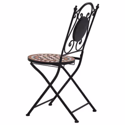 vidaXL 3x Mosaic Bistro Set Ceramic Tile Terracotta Patio Outdoor Pub Table - Additional view 10