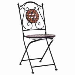 vidaXL 3x Mosaic Bistro Set Ceramic Tile Terracotta Patio Outdoor Pub Table - Additional view 4