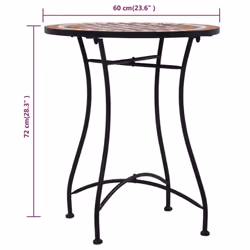 vidaXL 3x Mosaic Bistro Set Ceramic Tile Terracotta Patio Outdoor Pub Table - Additional view 5