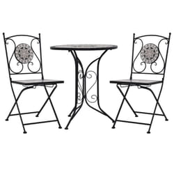 vidaXL 3x Mosaic Bistro Set Ceramic Tile Grey Patio Balcony Outdoor Pub Table