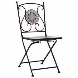 vidaXL 3x Mosaic Bistro Set Ceramic Tile Grey Patio Balcony Outdoor Pub Table