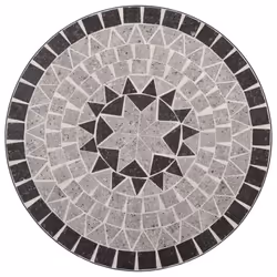 vidaXL 3x Mosaic Bistro Set Ceramic Tile Grey Patio Balcony Outdoor Pub Table - Additional view 4