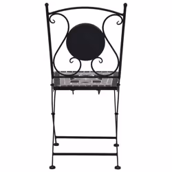vidaXL 3x Mosaic Bistro Set Ceramic Tile Grey Patio Balcony Outdoor Pub Table - Additional view 5