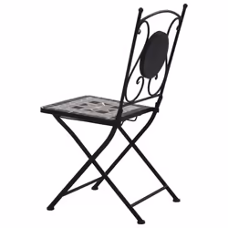 vidaXL 3x Mosaic Bistro Set Ceramic Tile Grey Patio Balcony Outdoor Pub Table - Additional view 8