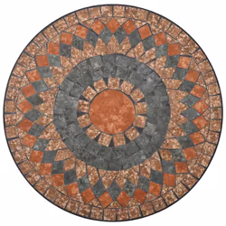 vidaXL 3x Mosaic Bistro Set Ceramic Tile Grey and Orange Patio Outdoor Table