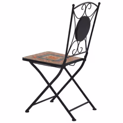 vidaXL 3x Mosaic Bistro Set Ceramic Tile Grey and Orange Patio Outdoor Table - Additional view 7